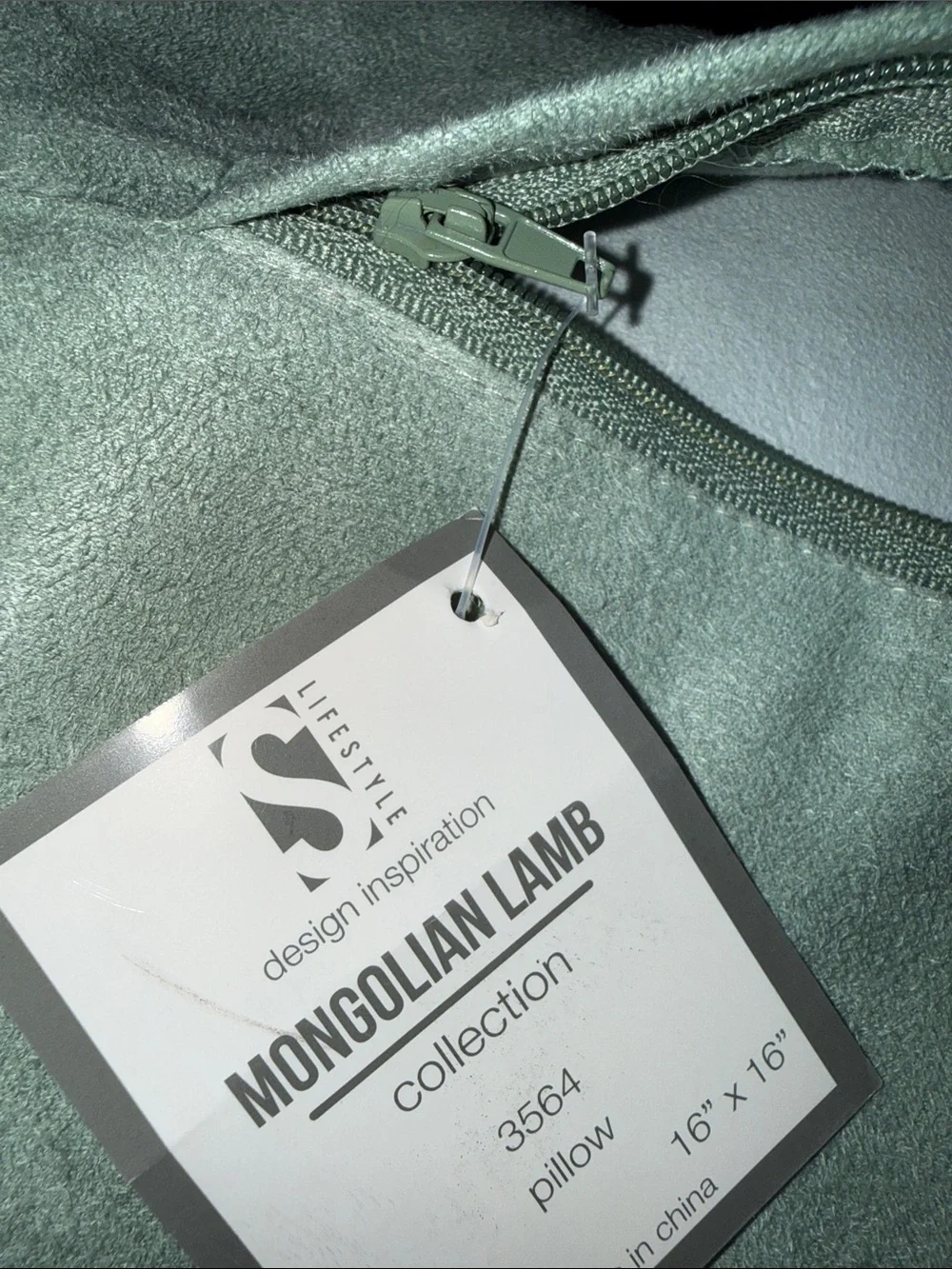NWT Mint Green Mongolian Lamb Set of 2 16” Pillow Covers